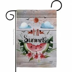 Angeleno Heritage MADE AND DESIGNED LOS ANGELES CALIFORNIA 13 in. x 18.5 in. Hi Summer Double-Sided Garden Flag Summer Decorative Vertical Flags