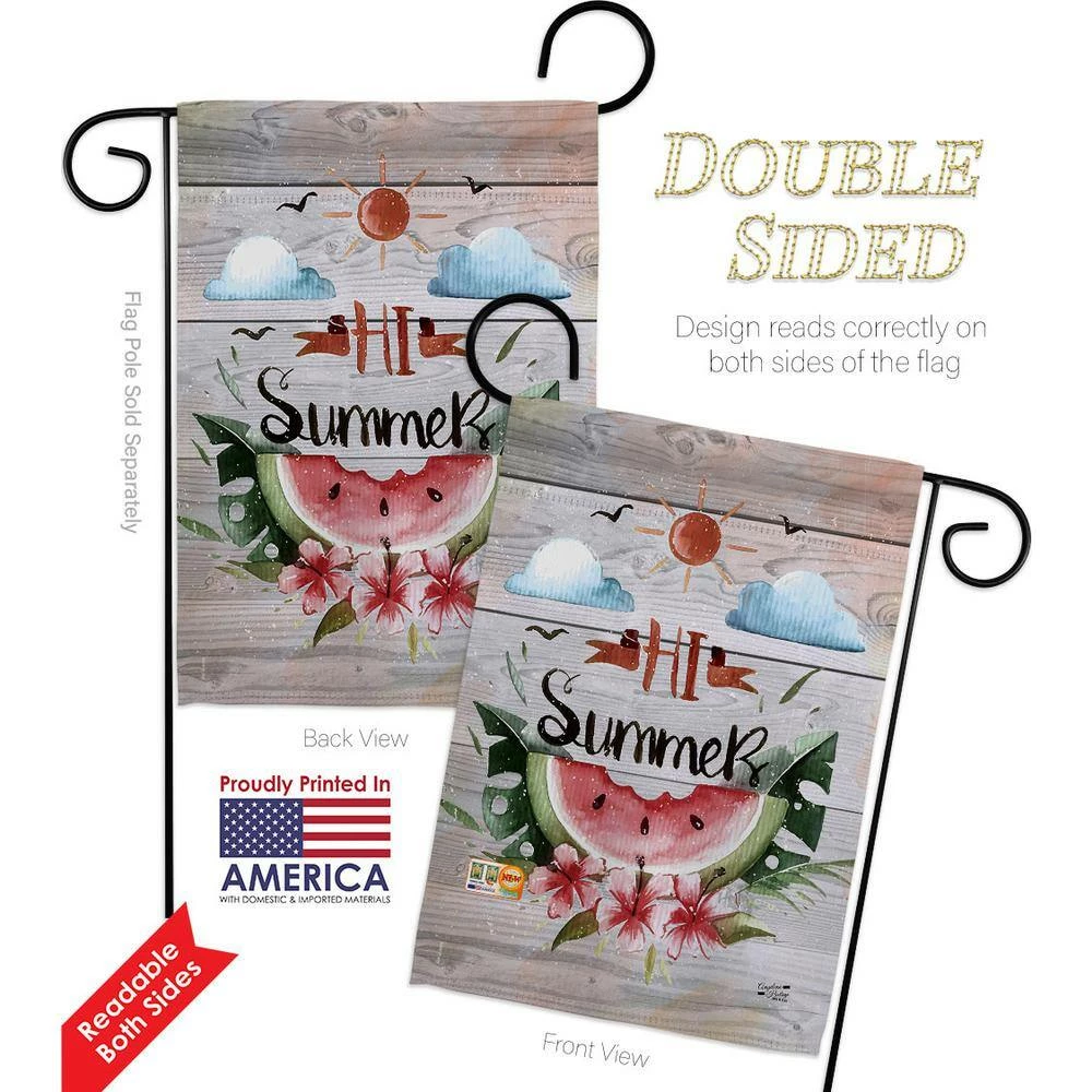 Angeleno Heritage MADE AND DESIGNED LOS ANGELES CALIFORNIA 13 in. x 18.5 in. Hi Summer Double-Sided Garden Flag Summer Decorative Vertical Flags - Image 2