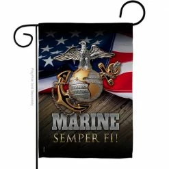 Angeleno Heritage MADE AND DESIGNED LOS ANGELES CALIFORNIA 13 in. x 18.5 in. Marine Semper Fi Garden Flag Double-Sided Readable Both Sides Armed Forces Marine Corps Decorative