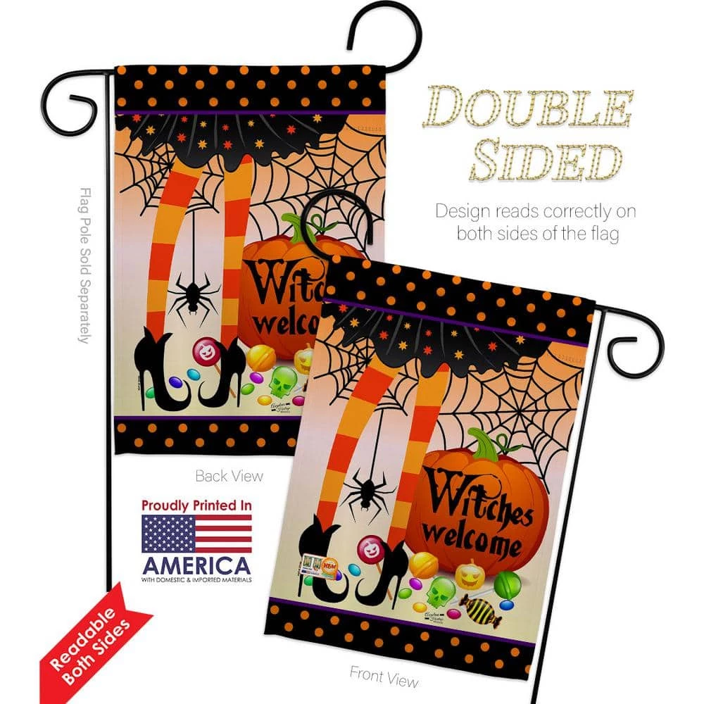 Angeleno Heritage MADE AND DESIGNED LOS ANGELES CALIFORNIA 13 in. x 18.5 in. Witches Welcome Garden Flag Double-Sided Fall Decorative Vertical Flags - Image 2