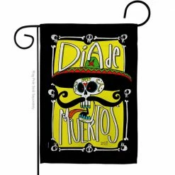 Angeleno Heritage MADE AND DESIGNED LOS ANGELES CALIFORNIA 13 in. x 18.5 in. Dia de Muertos Skull Garden Flag Double-Sided Fall Decorative Vertical Flags