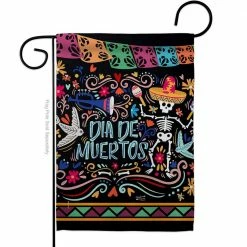 Angeleno Heritage MADE AND DESIGNED LOS ANGELES CALIFORNIA 13 in. x 18.5 in. Colorful Dia de Muertos Garden Flag Double-Sided Fall Decorative Vertical Flags
