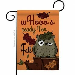 Angeleno Heritage MADE AND DESIGNED LOS ANGELES CALIFORNIA 13 in. x 18.5 in. Whooo's Ready For Fall Garden Flag Double-Sided Fall Decorative Vertical Flags