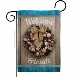 Angeleno Heritage MADE AND DESIGNED LOS ANGELES CALIFORNIA 13 in. x 18.5 in. Welcome Breeze Wreath Coastal Double-Sided Garden Flag Coastal Decorative Vertical Flags