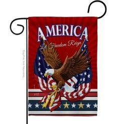 Angeleno Heritage MADE AND DESIGNED LOS ANGELES CALIFORNIA 13 in. x 18.5 in. Let Freedom Reign Patriotic Double-Sided Garden Flag Patriotic Decorative Vertical Flags