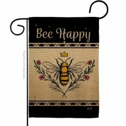 Angeleno Heritage MADE AND DESIGNED LOS ANGELES CALIFORNIA 13 in. x 18.5 in. Queen Bee Happy Garden Friends Double-Sided Garden Flag Garden Friends Decorative Vertical Flags