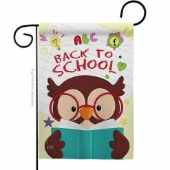 Angeleno Heritage MADE AND DESIGNED LOS ANGELES CALIFORNIA 13 in. x 18.5 in. Owl Back to School Double-Sided Garden Flag Readable Both Sides Education Back to School Decorative