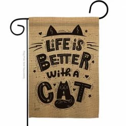 Angeleno Heritage MADE AND DESIGNED LOS ANGELES CALIFORNIA 13 in. x 18.5 in. Better With a Cat Cat Garden Flag Double-Sided Readable Both Sides Animals Decorative