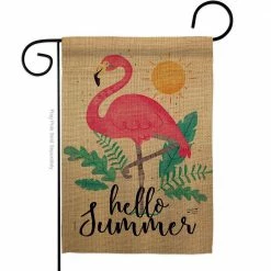 Angeleno Heritage MADE AND DESIGNED LOS ANGELES CALIFORNIA 13 in. x 18.5 in. Summer Flamingo Coastal Double-Sided Garden Flag Coastal Decorative Vertical Flags