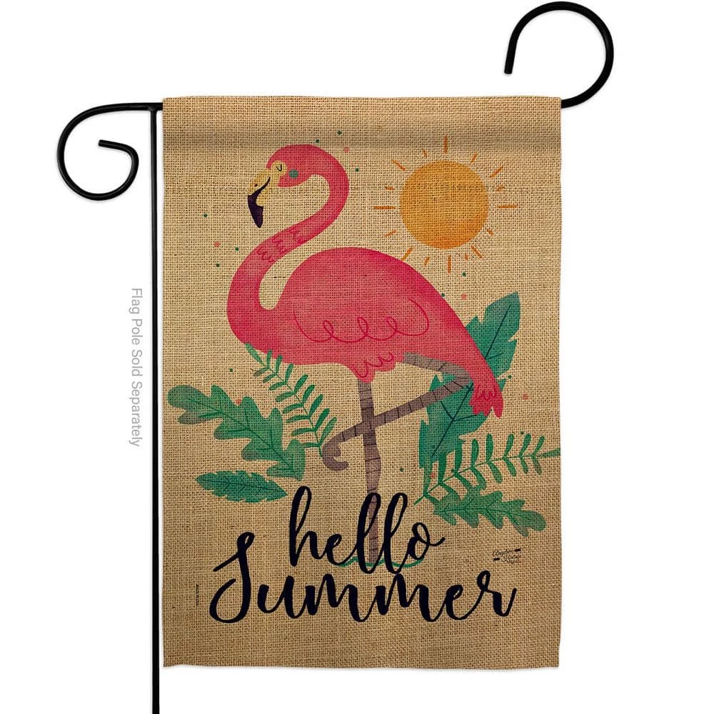 Angeleno Heritage MADE AND DESIGNED LOS ANGELES CALIFORNIA 13 in. x 18.5 in. Summer Flamingo Coastal Double-Sided Garden Flag Coastal Decorative Vertical Flags