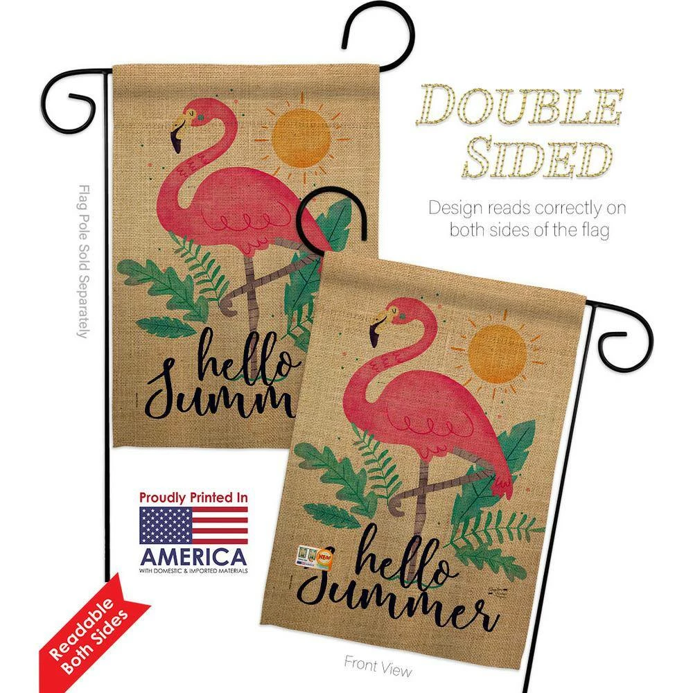 Angeleno Heritage MADE AND DESIGNED LOS ANGELES CALIFORNIA 13 in. x 18.5 in. Summer Flamingo Coastal Double-Sided Garden Flag Coastal Decorative Vertical Flags - Image 2