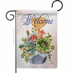 Angeleno Heritage MADE AND DESIGNED LOS ANGELES CALIFORNIA 13 in. x 18.5 in. Welcome Succulent Spring Double-Sided Garden Flag Spring Decorative Vertical Flags