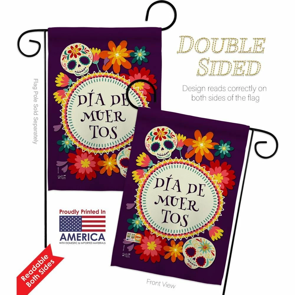 Angeleno Heritage MADE AND DESIGNED LOS ANGELES CALIFORNIA 13 in. x 18.5 in. Celebrate Dia de Muertos Garden Flag Double-Sided Fall Decorative Vertical Flag - Image 2