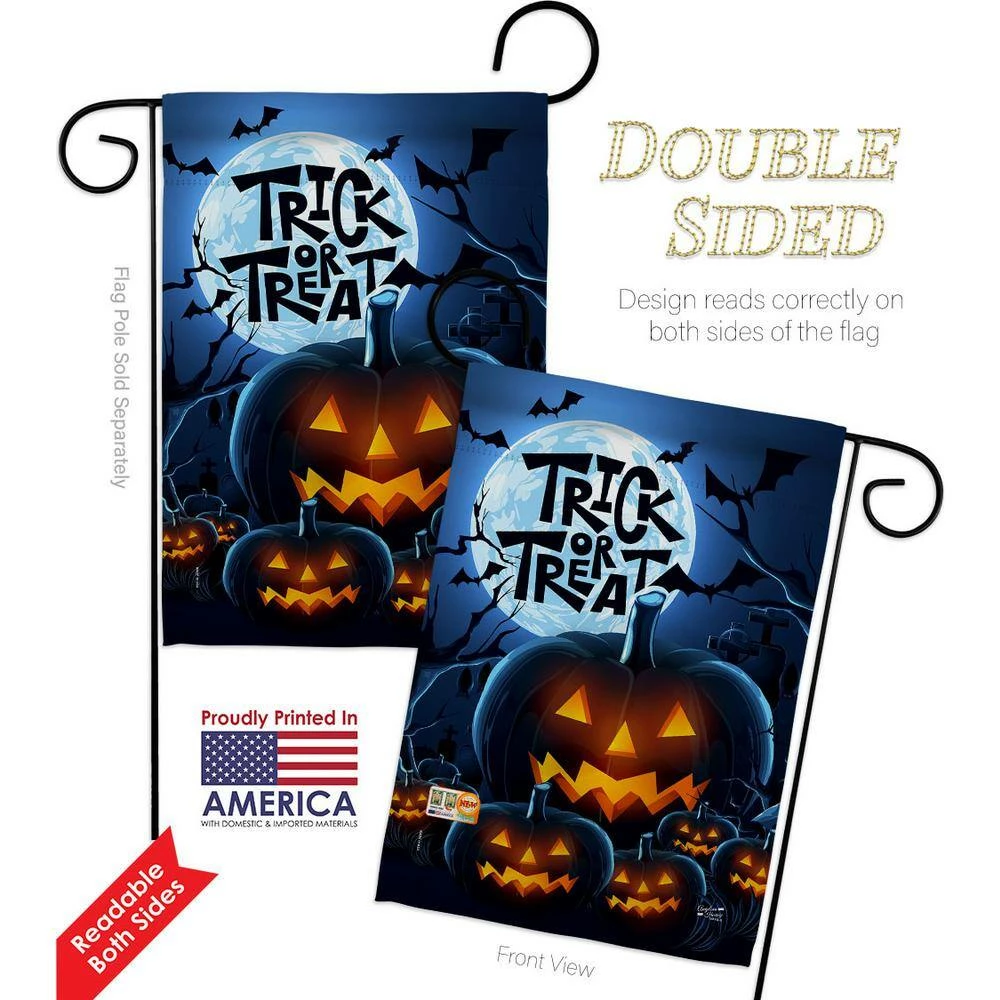 Angeleno Heritage MADE AND DESIGNED LOS ANGELES CALIFORNIA 13 in. x 18.5 in. Creepy Pumpkins Garden Flag Double-Sided Fall Decorative Vertical Flag - Image 2