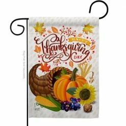 Angeleno Heritage MADE AND DESIGNED LOS ANGELES CALIFORNIA 13 in. x 18.5 in. Thanksgiving Cornucopia Garden Flag Double-Sided Fall Decorative Vertical Flag