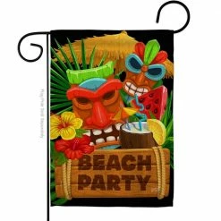 Angeleno Heritage MADE AND DESIGNED LOS ANGELES CALIFORNIA 13 in. x 18.5 in. Tiki Beach Party Coastal Double-Sided Garden Flag Coastal Decorative Vertical Flags