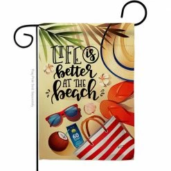 Angeleno Heritage MADE AND DESIGNED LOS ANGELES CALIFORNIA 13 in. x 18.5 in. Life Is Better Coastal Double-Sided Garden Flag Coastal Decorative Vertical Flags