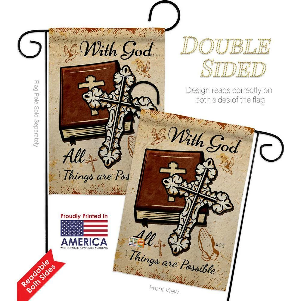 Angeleno Heritage MADE AND DESIGNED LOS ANGELES CALIFORNIA 13 in. x 18.5 in. Things Are Possible Religious Double-Sided Garden Flag Religious Decorative Vertical Flags - Image 2
