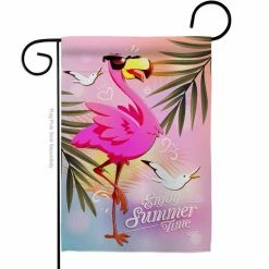 Angeleno Heritage MADE AND DESIGNED LOS ANGELES CALIFORNIA 13 in. x 18.5 in. Summer Flamingo Garden Friends Double-Sided Garden Flag Garden Friends Decorative Vertical Flags