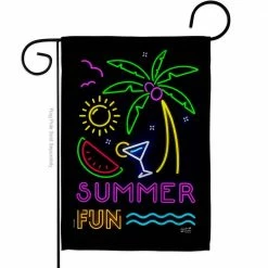 Angeleno Heritage MADE AND DESIGNED LOS ANGELES CALIFORNIA 13 in. x 18.5 in. Neon Summer Fun Coastal Double-Sided Garden Flag Coastal Decorative Vertical Flags