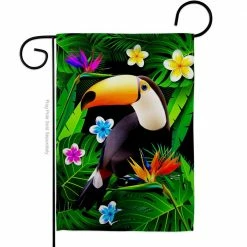 Angeleno Heritage MADE AND DESIGNED LOS ANGELES CALIFORNIA 13 in. x 18.5 in. Toucan Garden Friends Double-Sided Garden Flag Garden Friends Decorative Vertical Flags