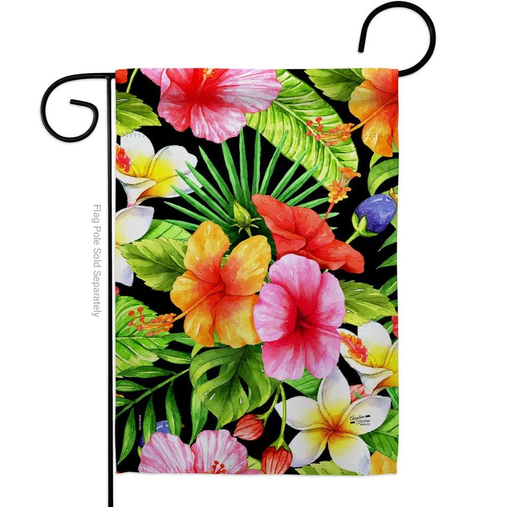 Angeleno Heritage MADE AND DESIGNED LOS ANGELES CALIFORNIA 13 in. x 18.5 in. Hibiscus Bush Coastal Double-Sided Garden Flag Coastal Decorative Vertical Flags
