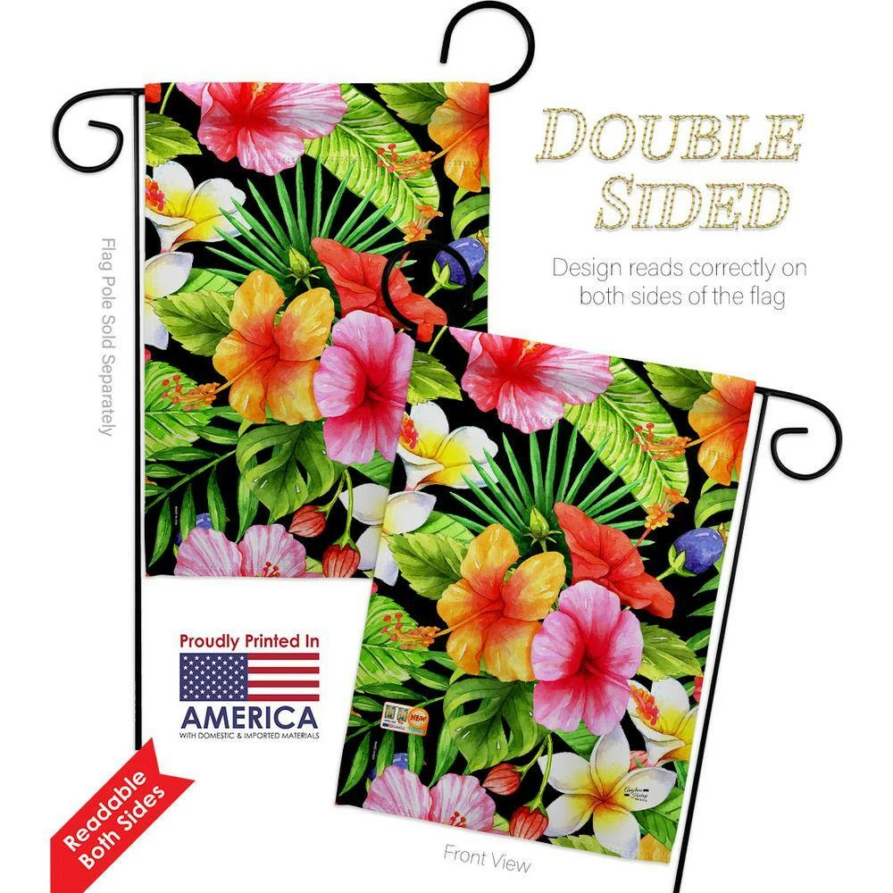Angeleno Heritage MADE AND DESIGNED LOS ANGELES CALIFORNIA 13 in. x 18.5 in. Hibiscus Bush Coastal Double-Sided Garden Flag Coastal Decorative Vertical Flags - Image 2