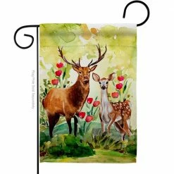 Angeleno Heritage MADE AND DESIGNED LOS ANGELES CALIFORNIA 13 in. x 18.5 in. Woodland Deers Garden Flag Double-Sided Animals Decorative Vertical Flags