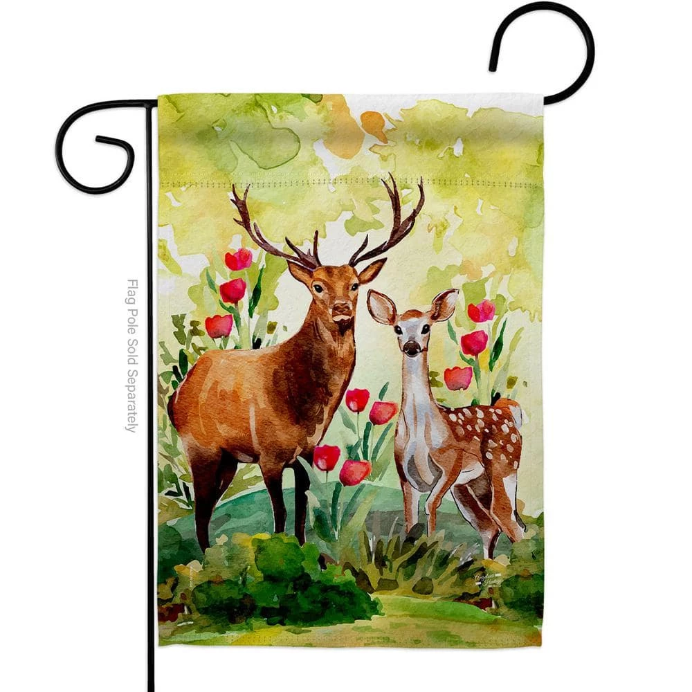 Angeleno Heritage MADE AND DESIGNED LOS ANGELES CALIFORNIA 13 in. x 18.5 in. Woodland Deers Garden Flag Double-Sided Animals Decorative Vertical Flags