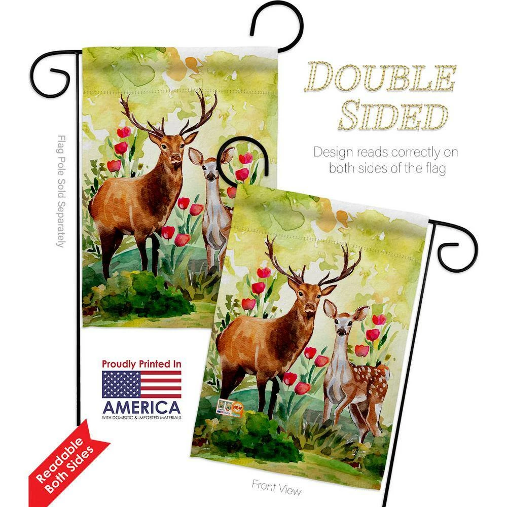 Angeleno Heritage MADE AND DESIGNED LOS ANGELES CALIFORNIA 13 in. x 18.5 in. Woodland Deers Garden Flag Double-Sided Animals Decorative Vertical Flags - Image 2