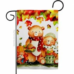 Angeleno Heritage MADE AND DESIGNED LOS ANGELES CALIFORNIA 13 in. x 18.5 in. Autumn Bears Double-Sided Garden Flag Readable Both Sides Fall Harvest and Autumn Decorative