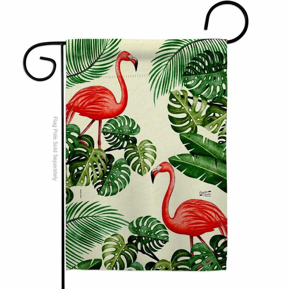 Angeleno Heritage MADE AND DESIGNED LOS ANGELES CALIFORNIA 13 in. x 18.5 in. Paradise Flamingos Double-Sided Garden Flag Readable Both Sides Garden Friends Birds Decorative