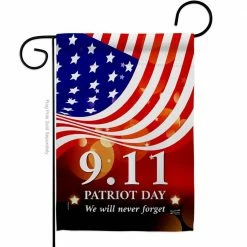 Angeleno Heritage MADE AND DESIGNED LOS ANGELES CALIFORNIA 13 in. x 18.5 in. Remember 9/11 Double-Sided Garden Flag Readable Both Sides Patriotic Patriot Day Decorative