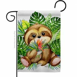 Angeleno Heritage MADE AND DESIGNED LOS ANGELES CALIFORNIA 13 in. x 18.5 in. Baby Sloth Animals Double-Sided Garden Flag Animals Decorative Vertical Flags