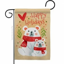 Angeleno Heritage MADE AND DESIGNED LOS ANGELES CALIFORNIA 13 in. x 18.5 in. Beary Happy Holiday Winter Wonderland Garden Flag Double-Sided Decorative Vertical Flags