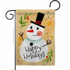 Angeleno Heritage MADE AND DESIGNED LOS ANGELES CALIFORNIA 13 in. x 18.5 in. Happy Snowman Winter Wonderland Garden Flag Double-Sided Decorative Vertical Flags