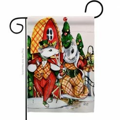 Angeleno Heritage MADE AND DESIGNED LOS ANGELES CALIFORNIA 13 in. x 18.5 in. Holiday Mouses Christmas Garden Flag Double-Sided Winter Decorative Vertical Flags