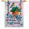 Angeleno Heritage MADE AND DESIGNED LOS ANGELES CALIFORNIA 28 in. x 40 in. Welcome Spring Bird Garden Friends House Flag Double-Sided Decorative Vertical Flags