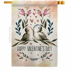 Angeleno Heritage MADE AND DESIGNED LOS ANGELES CALIFORNIA 28 in. x 40 in. Love Birds Valentines Spring House Flag Double-Sided Decorative Vertical Flags