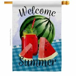 Angeleno Heritage MADE AND DESIGNED LOS ANGELES CALIFORNIA 28 in. x 40 in. Watermelon Summer Food House Flag Double-Sided Decorative Vertical Flags