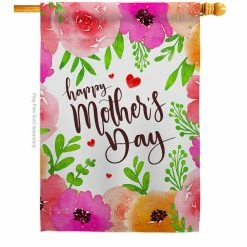 Angeleno Heritage MADE AND DESIGNED LOS ANGELES CALIFORNIA 28 in. x 40 in. Colorful Happy Mother's Day Family House Flag Double-Sided Decorative Vertical Flags