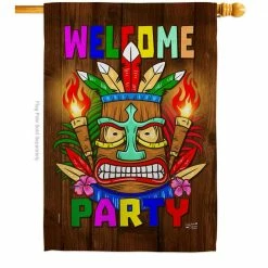 Angeleno Heritage MADE AND DESIGNED LOS ANGELES CALIFORNIA 28 in. x 40 in. Welcome Tiki Party Celebration House Flag Double-Sided Decorative Vertical Flags