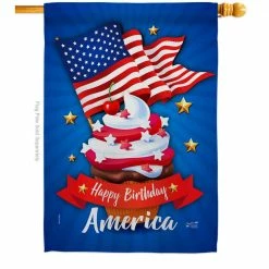 Angeleno Heritage MADE AND DESIGNED LOS ANGELES CALIFORNIA 28 in. x 40 in. Happy Birthday America Patriotic House Flag Double-Sided Decorative Vertical Flags