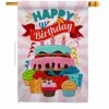 Angeleno Heritage MADE AND DESIGNED LOS ANGELES CALIFORNIA 28 in. x 40 in. Happy Birthday Cake Celebration House Flag Double-Sided Decorative Vertical Flags