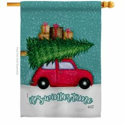 Angeleno Heritage MADE AND DESIGNED LOS ANGELES CALIFORNIA 28 in. x 40 in. It's Winter Time House Flag Double-Sided Decorative Vertical Flags