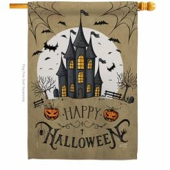 Angeleno Heritage MADE AND DESIGNED LOS ANGELES CALIFORNIA 28 in. x 40 in. Halloween Castle Fall House Flag Double-Sided Decorative Vertical Flags