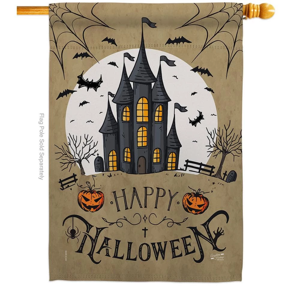 Angeleno Heritage MADE AND DESIGNED LOS ANGELES CALIFORNIA 28 in. x 40 in. Halloween Castle Fall House Flag Double-Sided Decorative Vertical Flags