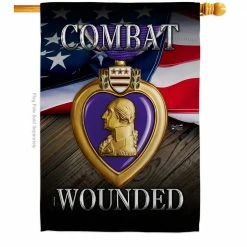 Angeleno Heritage MADE AND DESIGNED LOS ANGELES CALIFORNIA 28 in. x 40 in. Purple Heart Combat Wounded Armed Forces House Flag Double-Sided Decorative Vertical Flags