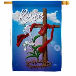 Angeleno Heritage MADE AND DESIGNED LOS ANGELES CALIFORNIA 28 in. x 40 in. Easter Cross Religious House Flag Double-Sided Decorative Vertical Flags
