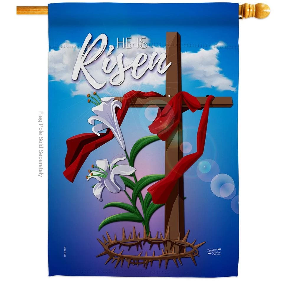 Angeleno Heritage MADE AND DESIGNED LOS ANGELES CALIFORNIA 28 in. x 40 in. Easter Cross Religious House Flag Double-Sided Decorative Vertical Flags
